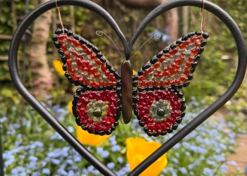 Fused Glass Workshop for a Butterfly Heart and ironwork workshop Friday 31st July 2026 – 10.30  to 12.30 hrs at Warwickshire Artisans
